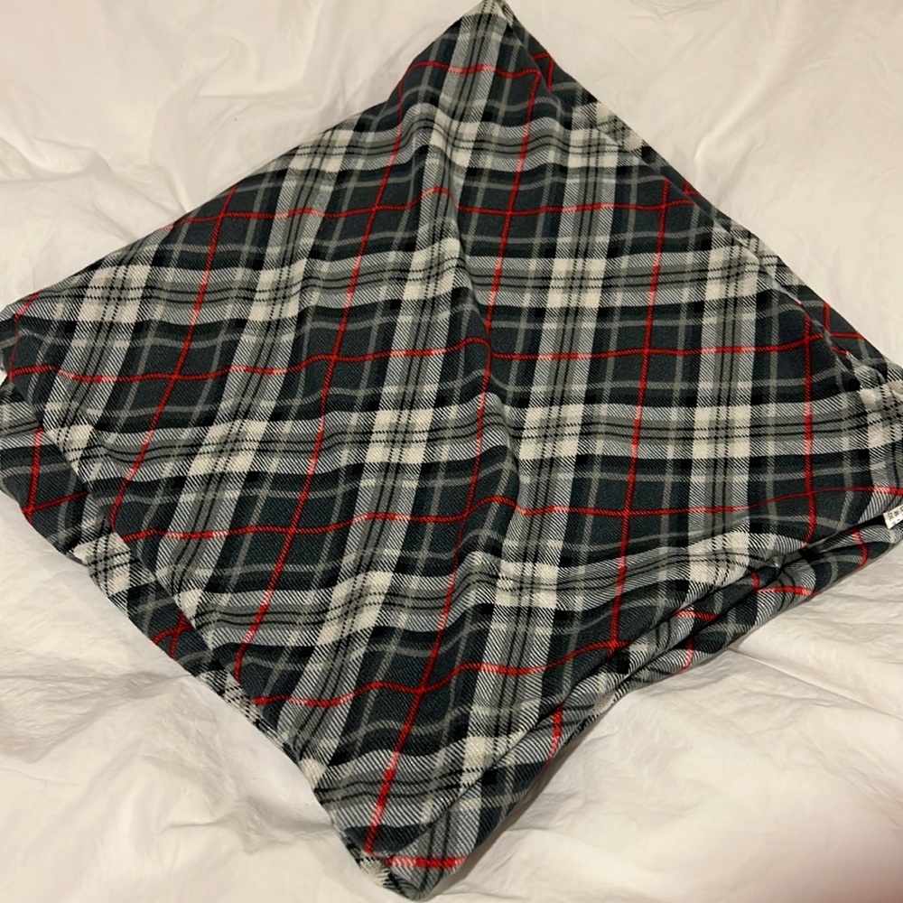Gray plaid infinity loop scarf
